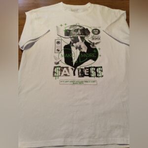 Bleecker And Mercer Make More Say Less White XL Embroidered Money T-Shirt